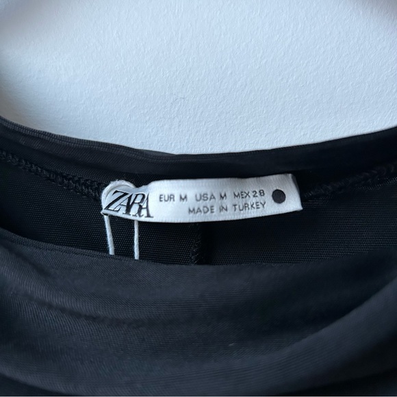 Zara Black Dress Gathered Elastic Waistband - Picture 5 of 5